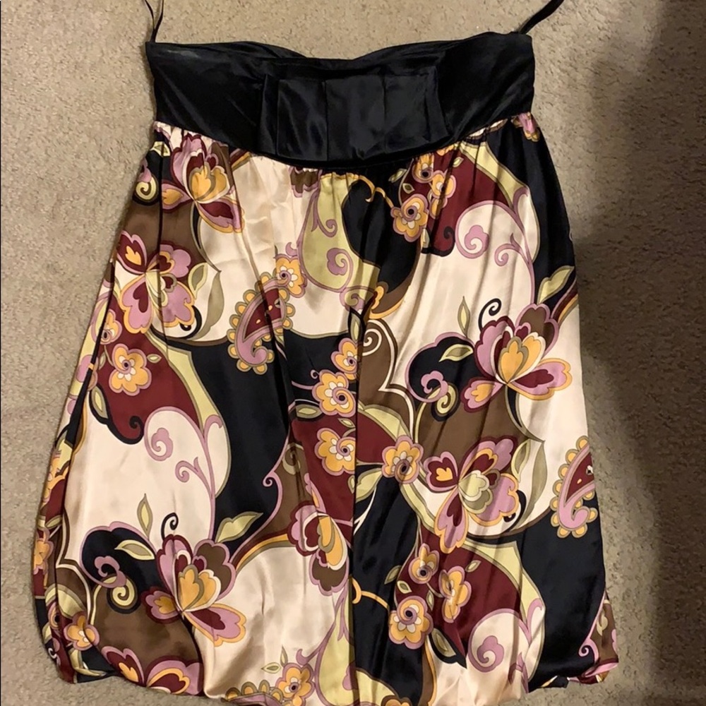 Silk floral strapless cocktail dress